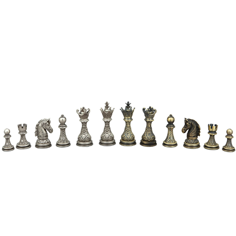 Chess Pieces  Dal Rossi Italy Antique Regal Copper and Silver 90mm Chess Pieces