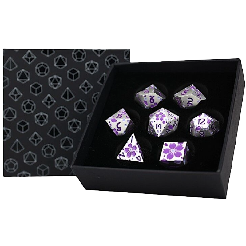 Dice - LPG RPG Set Inscripted Sakura Purple Dice - LPG RPG Set Inscripted Sakura Purple