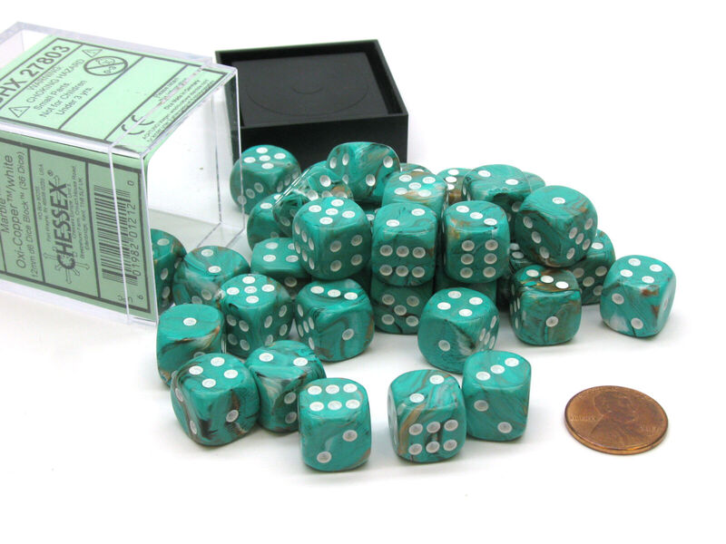 Dice  Chessex Marble 12mm d6 Oxi CopperWhite Block 36