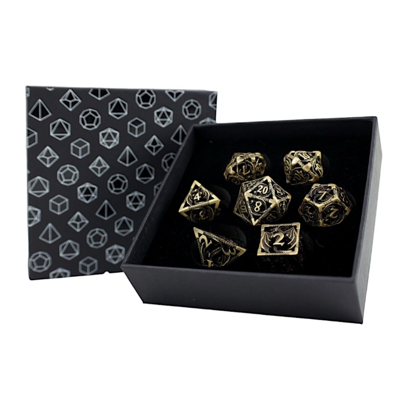 Dice LPG RPG Set Hollow Dragon Tarnished Gold Dice LPG RPG Set Hollow Dragon Tarnished Gold