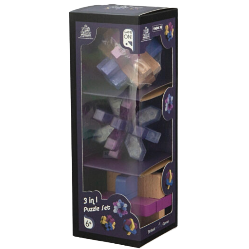 Puzzles and Games 3 in 1 Puzzle Set Purple Puzzles and Games 3 in 1 Puzzle Set Purple