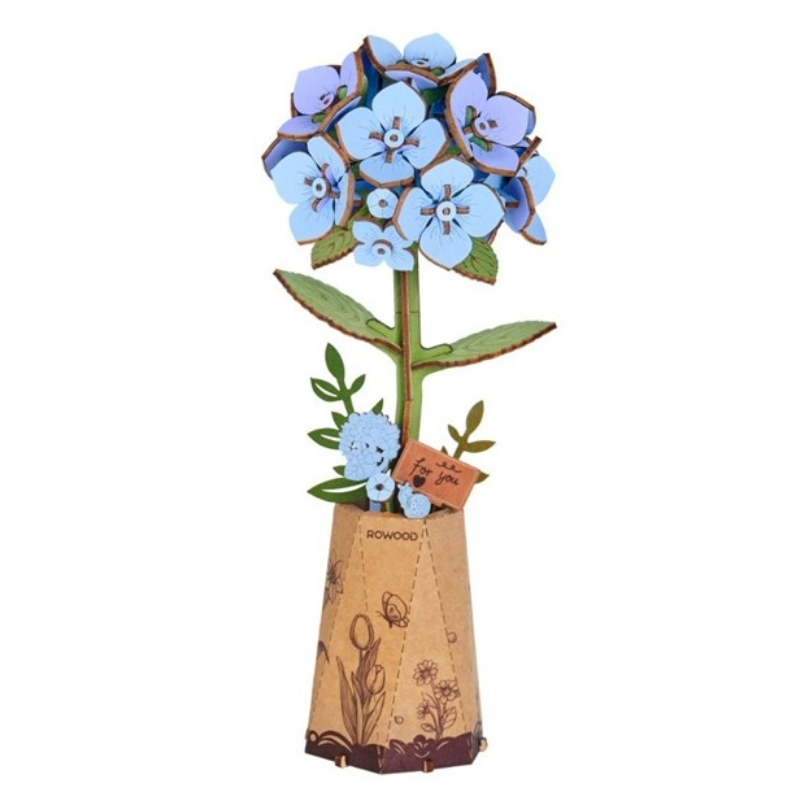 Robotime DIY Wood Bloom Blue Hydrangea Robotime DIY Wood Bloom Blue Hydrangea