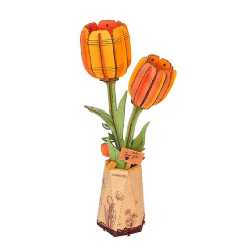 Rowood DIY Wooden Flower Orange Tulip Rowood DIY Wooden Flower Orange Tulip