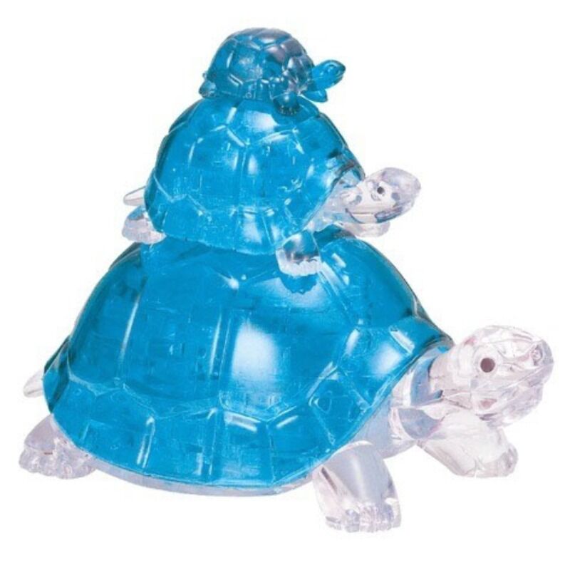 3D Crystal  Turtles Blue