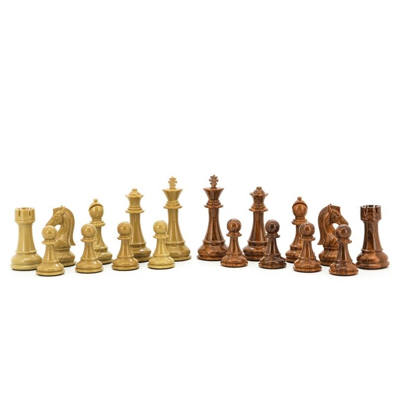 Chess Pieces  Dal Rossi Italy Brown and Box Wood Grain Finish 110mm 