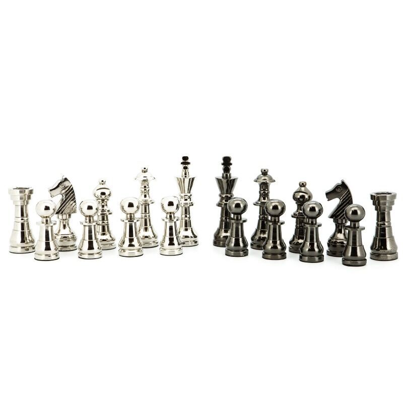Chess Pieces  Dal Rossi Italy Metal Dark Titanium and Silver 115mm 