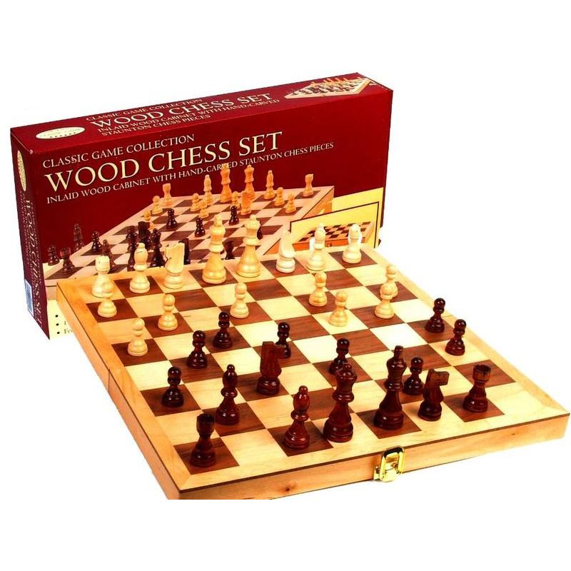 Classic Games Collection Inlaid Wood Chess Set With 3 King 