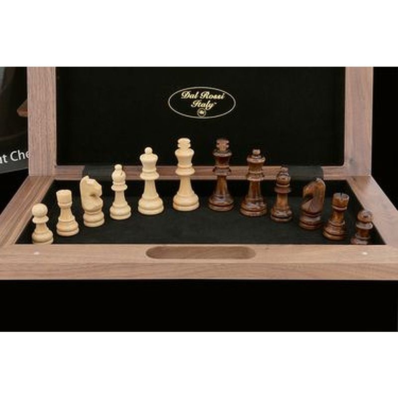 Chess Set   Wooden 40cm Bevelled Edge Walnut Inlaid Board