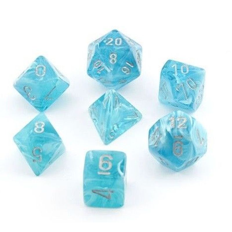 Polyhedral Dice Cirrus Aqua W/silver 7 Set Chessex Manufacturing Chx27465 for sale online 