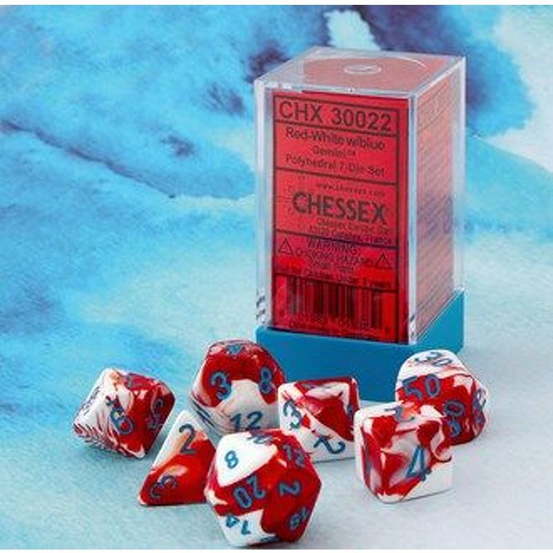 Chessex  Gemini RedWhite  Blue Set Lab Dice Wave III