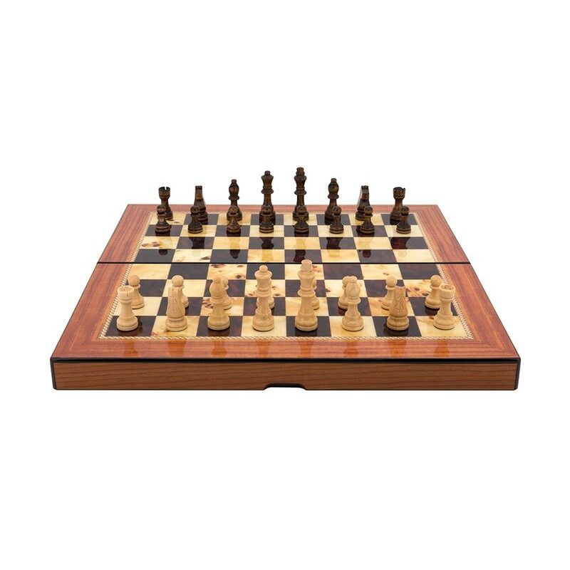 Dal Rossi  Walnut Shiny Finish Folding Chess Set 16