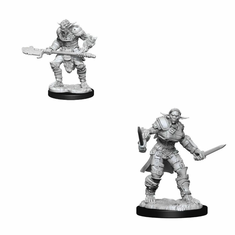 DandampD  Nolzurs Marvelous Unpainted Miniatures Bugbear Barbarian Male andamp Bugbear Rogue Female