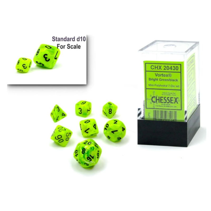 Dice - Chessex - Mini Vortex Bright GreenBlack