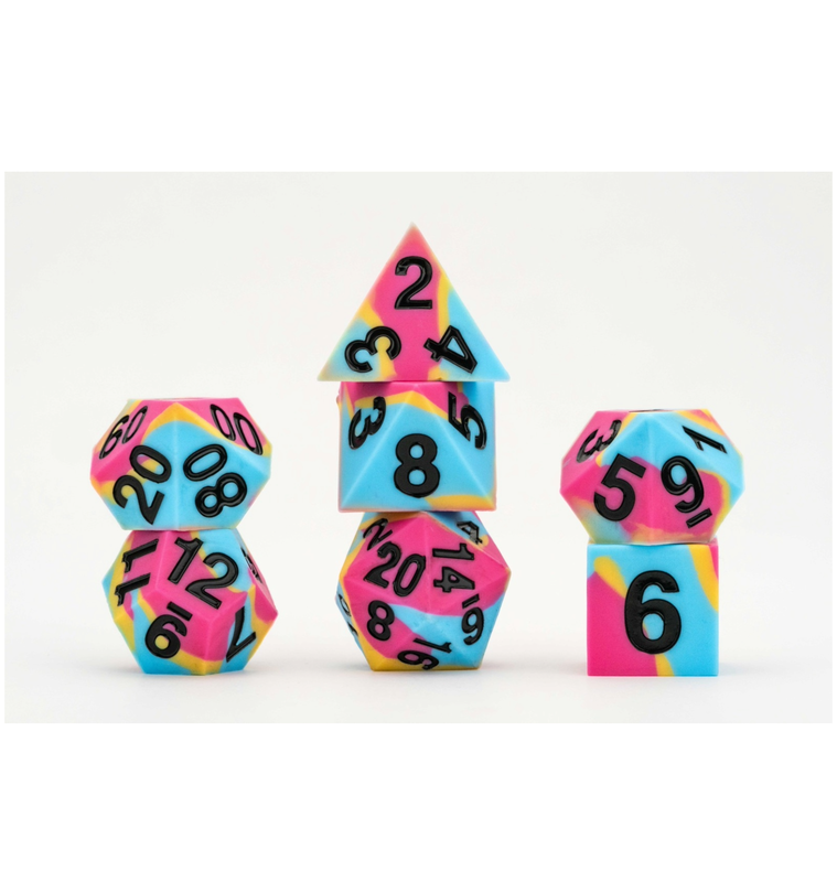 Dice - MDG 16mm Pride Sharp Edge Silicone Rubber Poly  Pansexual