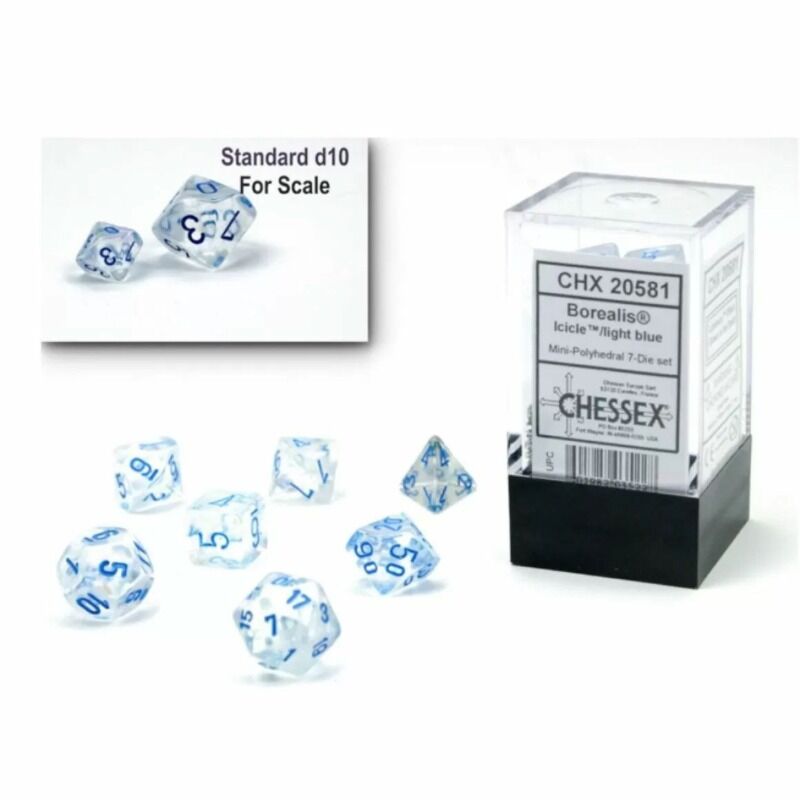 Dice  Chessex  Borealis IcicleLight Blue Luminary Mini 7Die Set