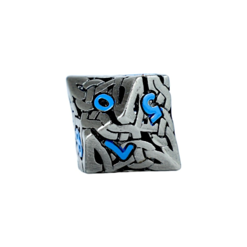 Dice  LPG RPG Set Hollow Celtic  Stainless and Blue