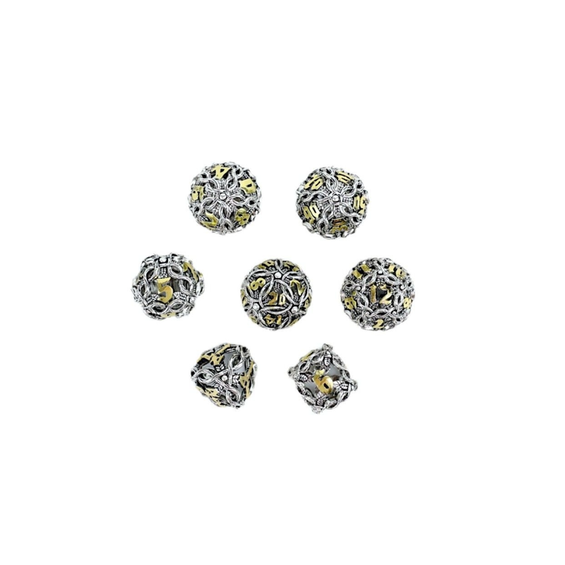 Dice  LPG RPG Set Hollow Vines  Chrome and Gold