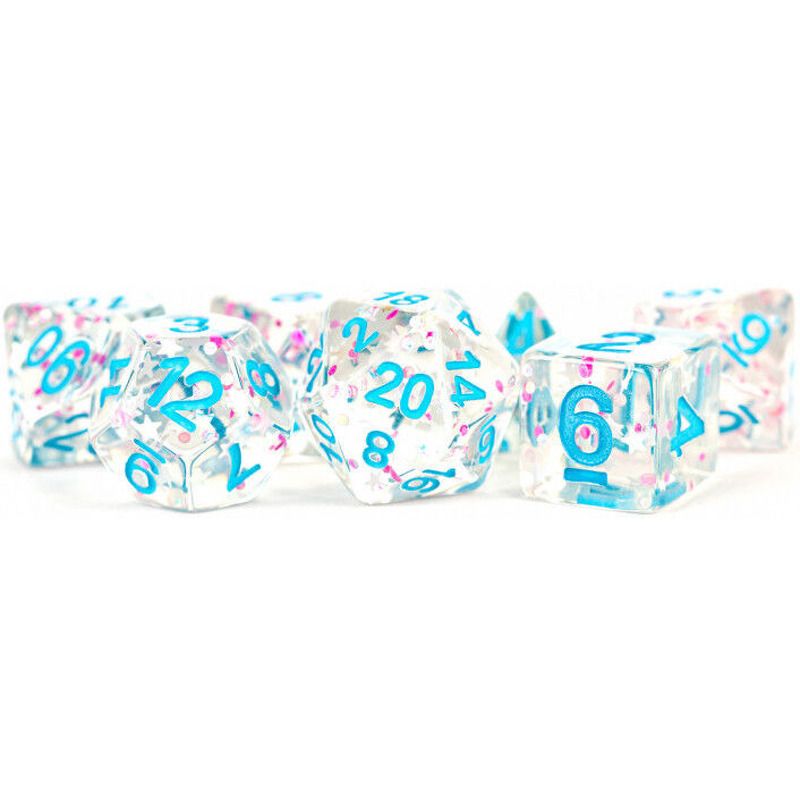 Dice  MDG Digital Resin  Dice Set 16mm Clear Confetti