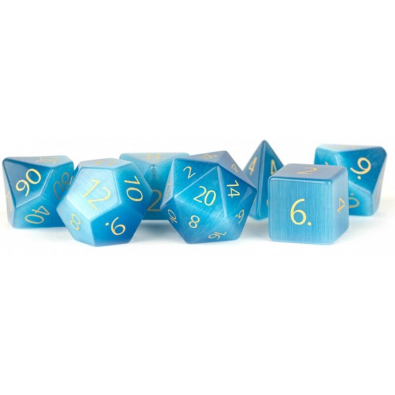 Dice  MDG Gemstone 16mm Polyhedral  Engraved Catand39s Eye Aquamarine