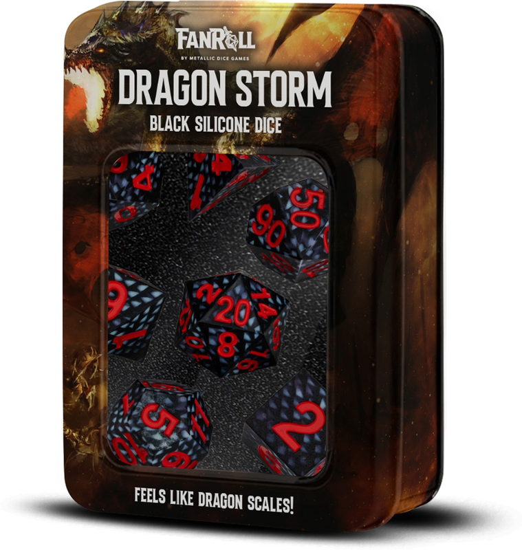 Dice  MDG Silicone 16mm Poly Dragon Storm Silicone Black Dragon Scales