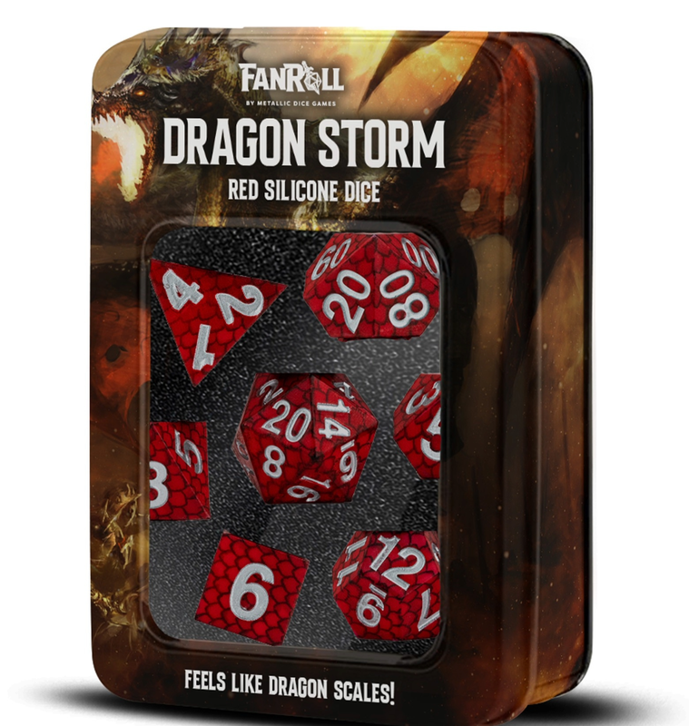 Dice  MDG Silicone 16mm Poly Dragon Storm Silicone Red Dragon Scales