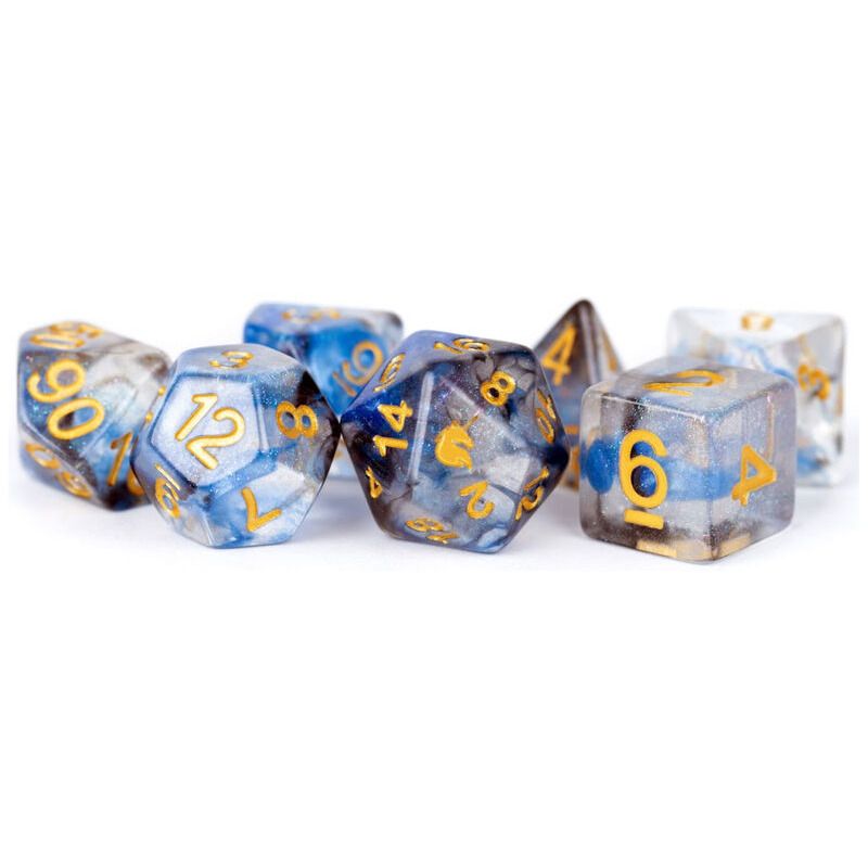 Dice  MDG Unicorn Resin Polyhedral Dice Set  Arctic Storm