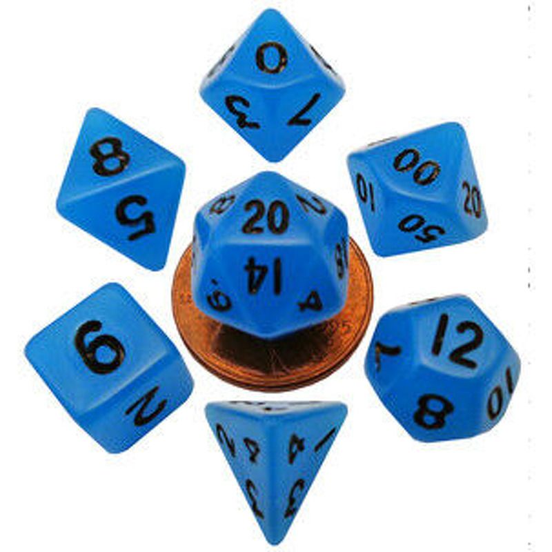 Dice  MDG  Mini Glow  Blue Glow w Black Numbers