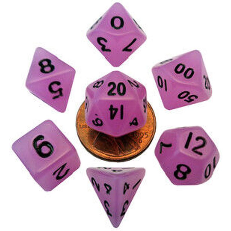 Dice  MDG  Mini Glow  Purple Glow w Black Numbers