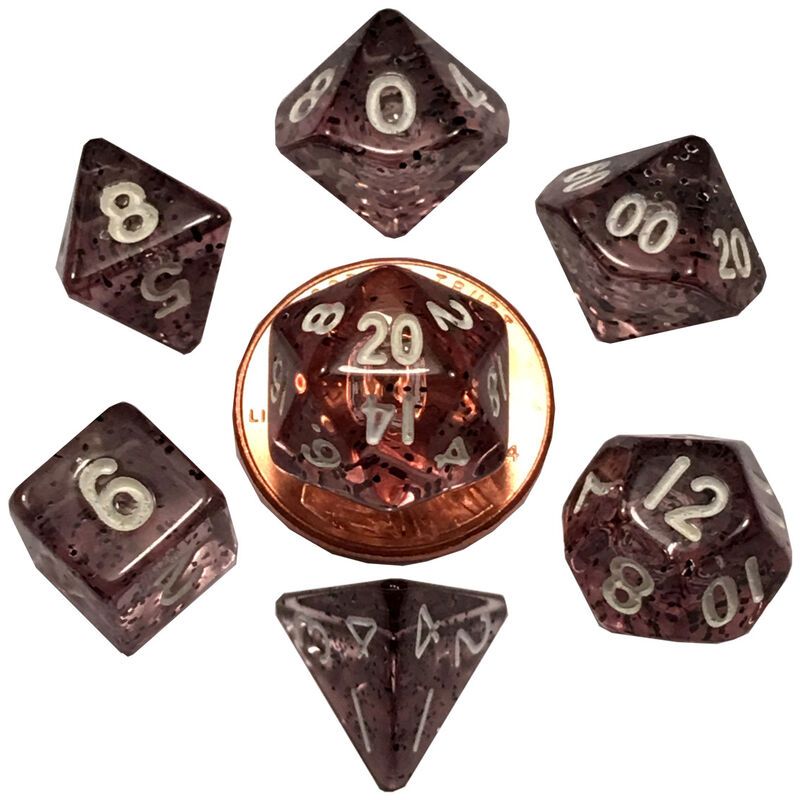 Dice  MDG  Mini Set  Ethereal Black w White Numbers