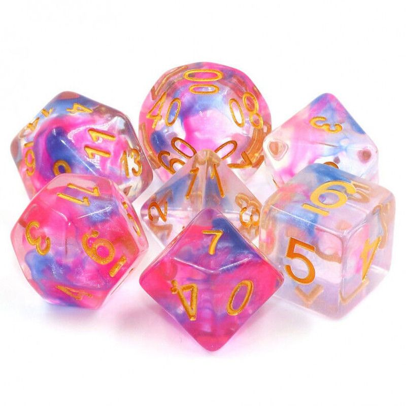 Dice  TMG Dice Inspired Dreams  PinkBlue Swirl Translucent Set of 7