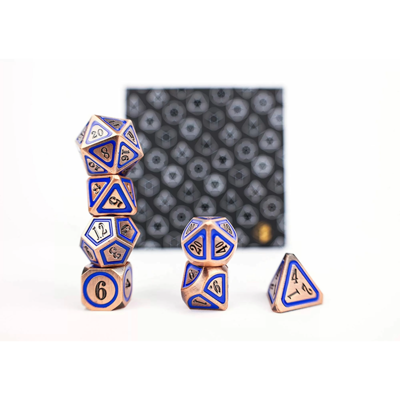 LPG Dice Set Metal RPG  Concentric Blue Black Brass