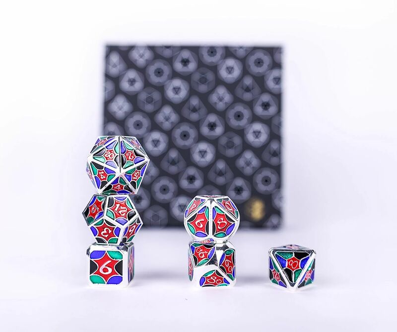 LPG Dice Set Metal RPG  Dice RPG Set Leadlight 4 ColourSilver