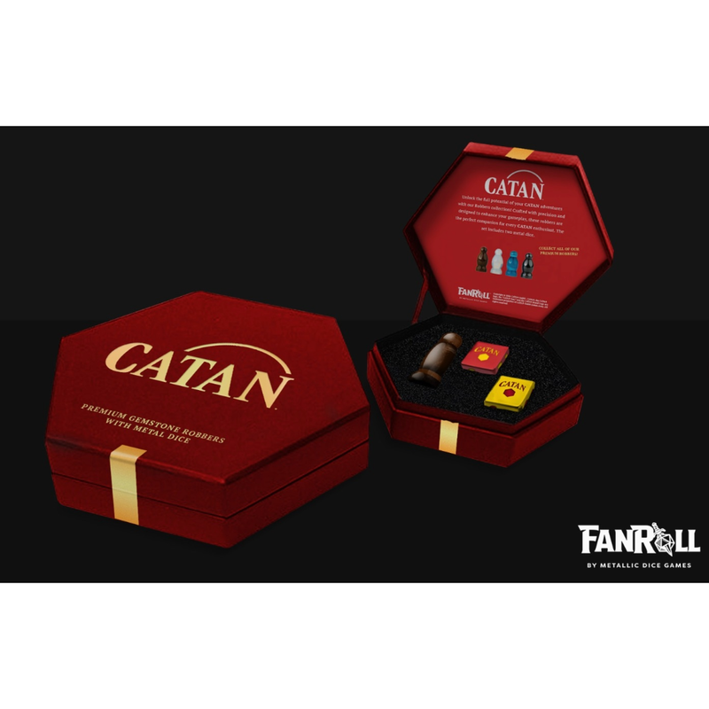 MDG CATAN Premium Robber and Metal Dice Set Tigerand39s Eye