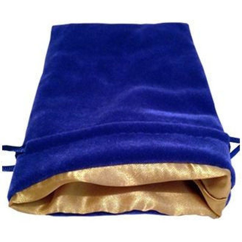 MDG Velvet Dice Bag with Gold Satin Lining  Blue