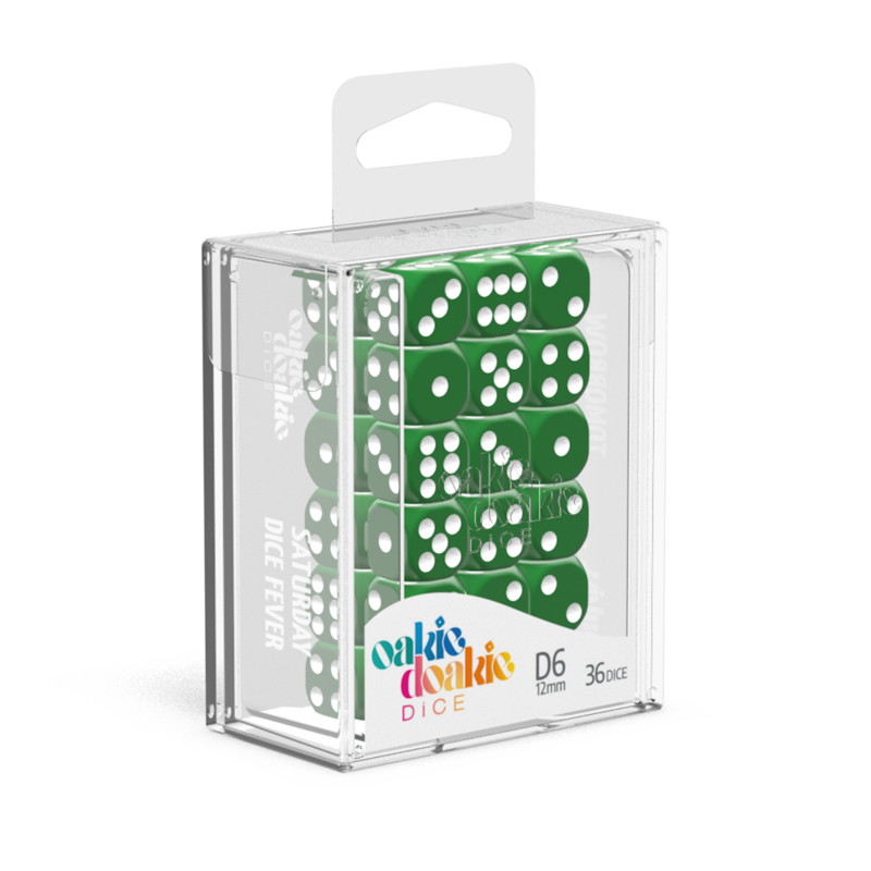 Oakie Doakie Dice  12mm D6 Brick 36 Solid Green