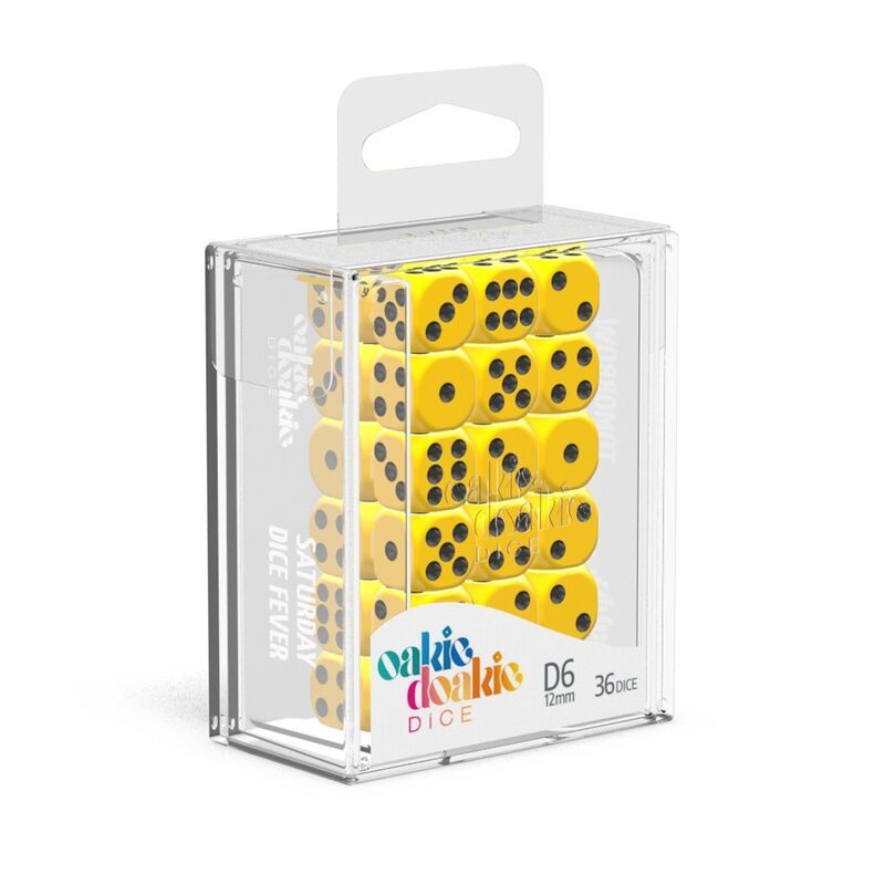 Oakie Doakie Dice  12mm D6 Brick 36 Solid Yello
