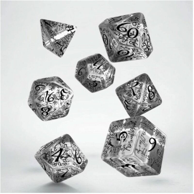 Q WOrkshop  Elvish Translucent andamp Black Dice Set 7