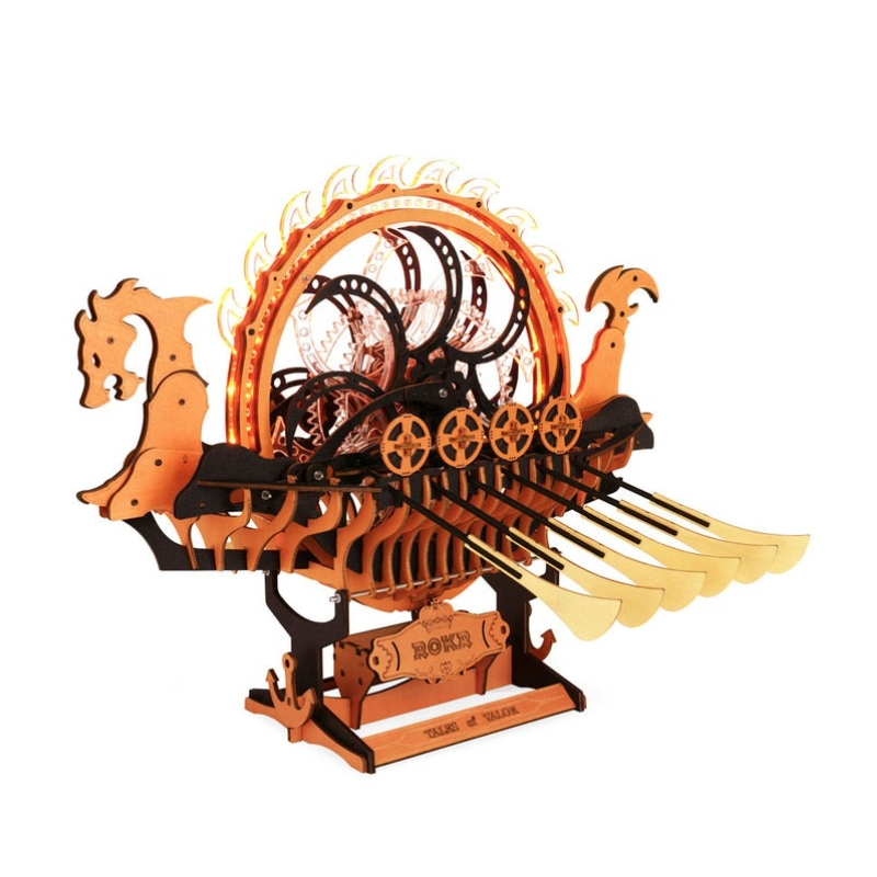 Rolife - Viking Dragon Ship Mechanical 3D Wooden Puzzle