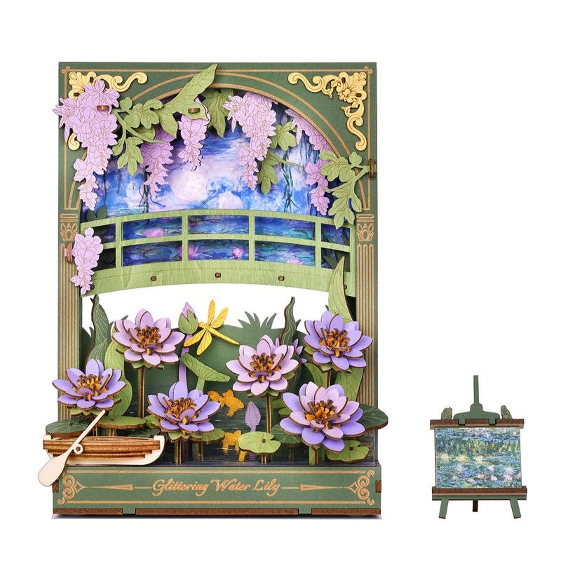 Rowood  3D Wooden Puzzle Glittering Water Lily Wall Art 