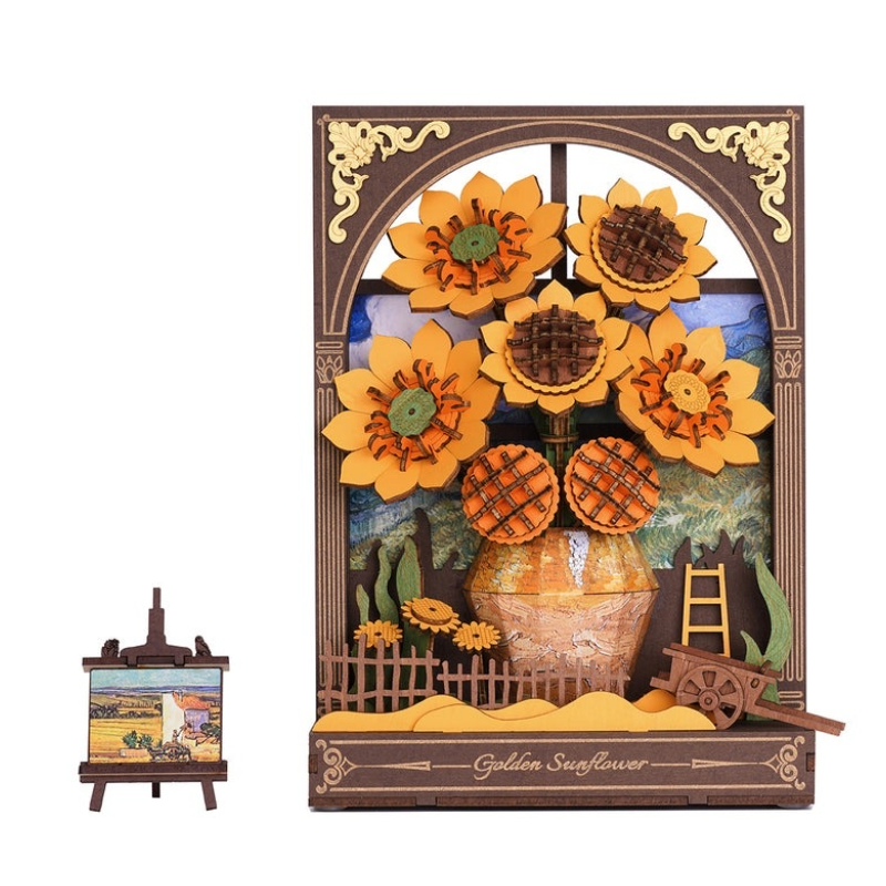 Rowood  3D Wooden Puzzle Golden Sunflower Wall Art 