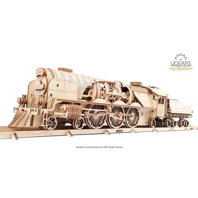 Ugears  VExpress Steam Train with Tender mechanical model kit