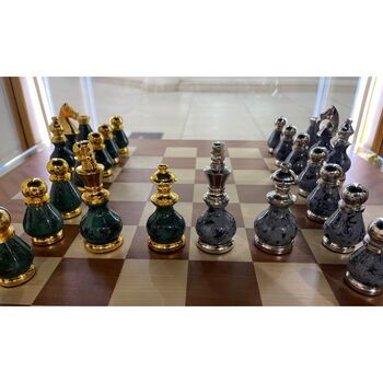 Chess Men  GreenGold and Dark GreySilver