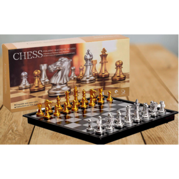Chess Set  Folding Magnetic Board Gold andamp Silver 25cm