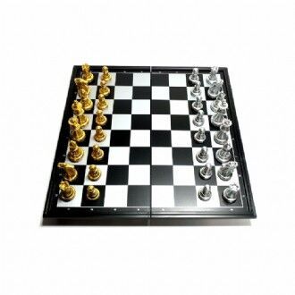 Chess Set  Folding Magnetic Board Gold andamp Silver 25cm