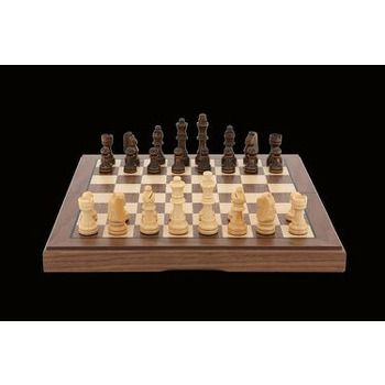 Chess Set   Wooden 30cm Inlaid Walnut Board