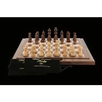 Chess Set   Wooden 40cm Bevelled Edge Walnut Inlaid Board