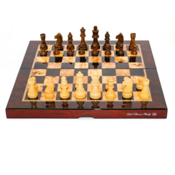 Dal Rossi  Mahogany Finish Folding Chess Set 16andquot
