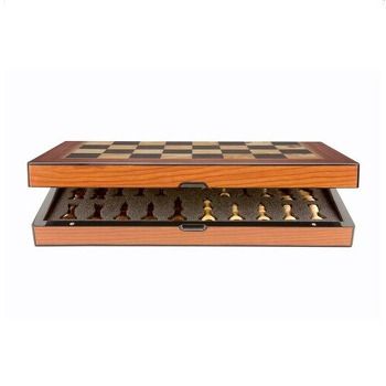 Dal Rossi  Walnut Shiny Finish Folding Chess Set 16