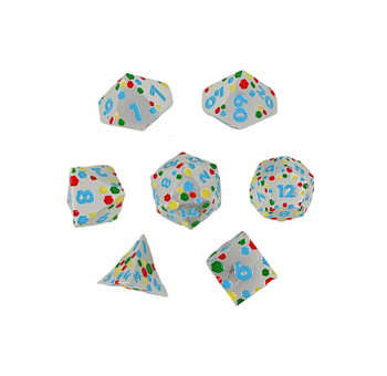 Dice  LPG RPG Set Inscripted Hex Rainbow White