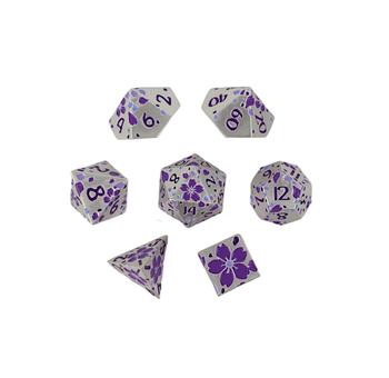 Dice  LPG RPG Set Inscripted Sakura Purple